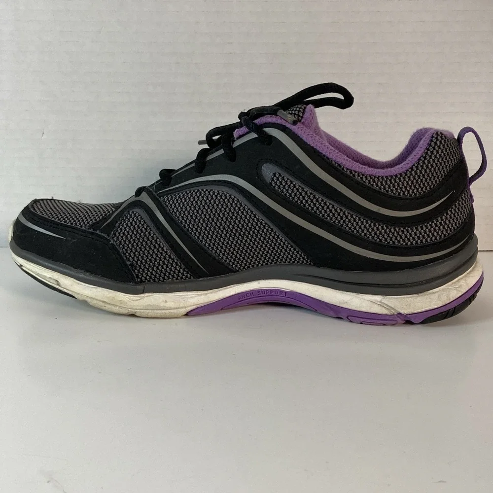 Ryka Shift Memory Foam Sneakers Size 7 M Black Purple Comfort Walk Arch Support